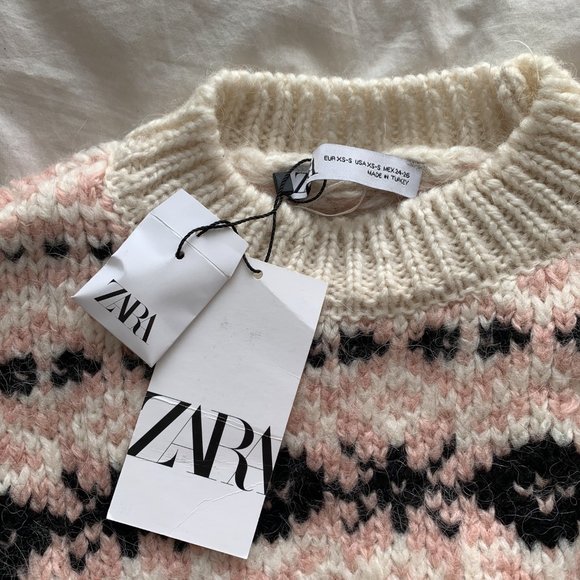 Zara Jacquard Knit Sweater With Side Vents - Picture 4 of 6